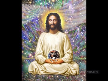Christian Jesus Painting - Jesus holding the world religious Christian